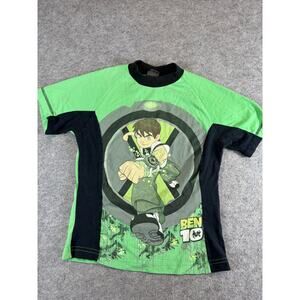 Vintage Y2K Cartoon Network Ben 10 Graphic T Shirt Kids Boys Medium Green Black